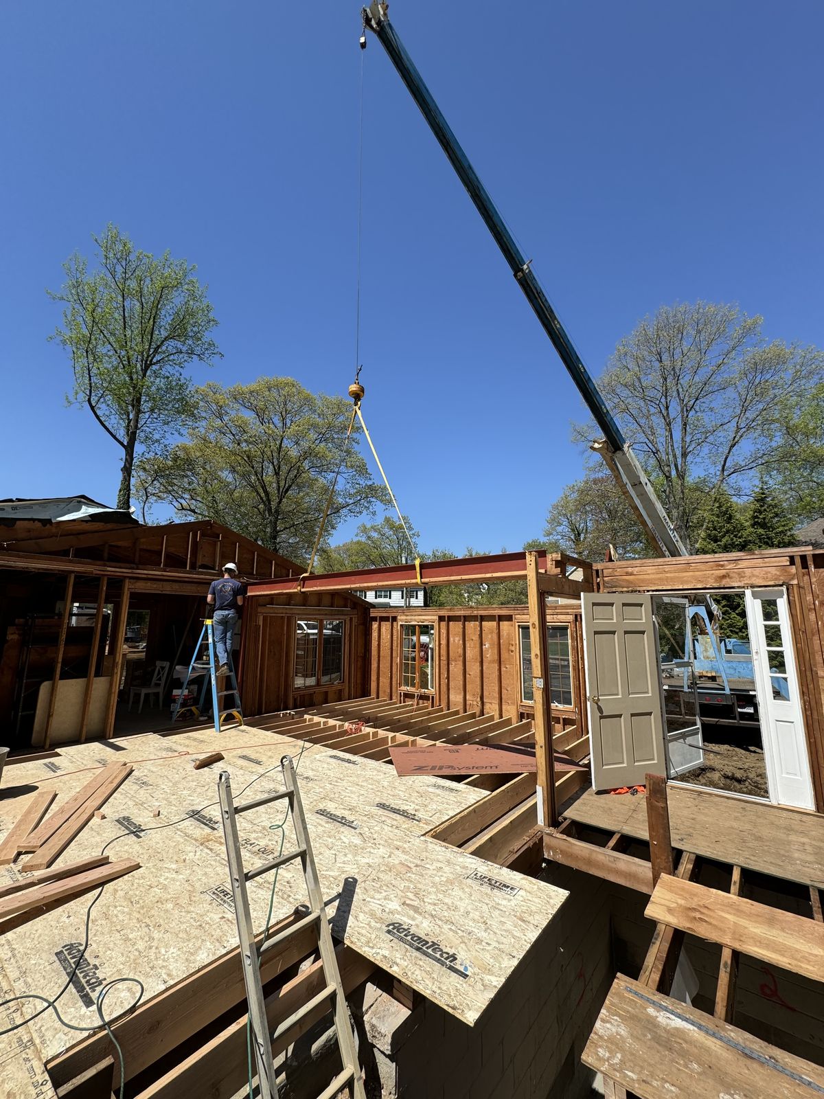Flush beam going in on a residential addition