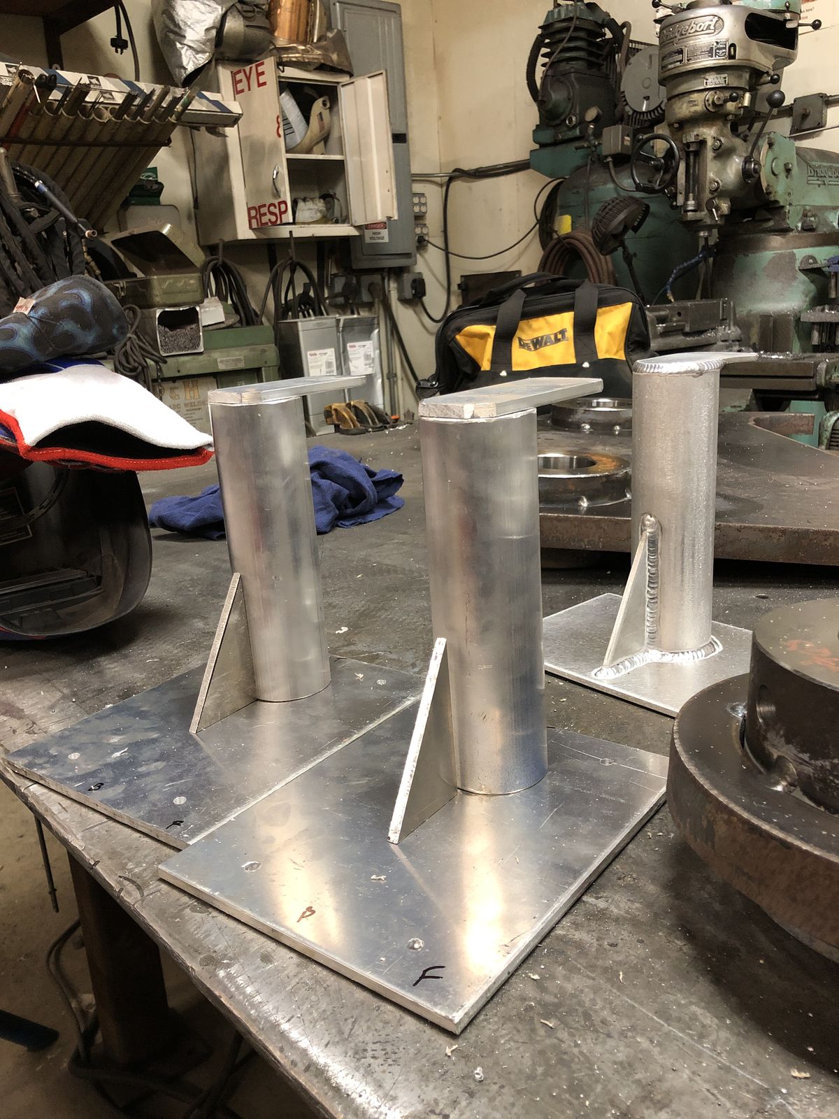 Custom aluminum stanchions, TIG-welded